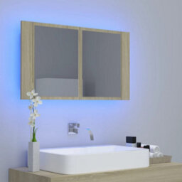 Berkfield Stylish Led Bathroom Mirror Cabinet Sonoma Oak 80X12X45 Cm - thumbnail 3