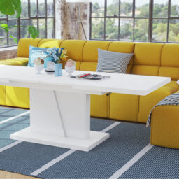 Heze Furniture Gala 2 In 1 Extending Coffee / Dining Table - White - thumbnail 1