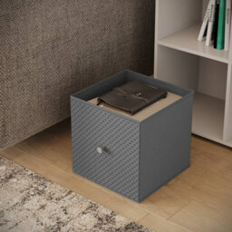 Urbn-Living Black, Light Grey - Asymmetrical 8 Cube Bookcase Unit W/ 6 Drawer Inserts - thumbnail 4