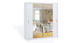 Arte Bono Sliding Door Wardrobe With Mirrors In White Matt - A Modern Touch Of Sophistication - W2000mm X H2150mm X D620mm - thumbnail 1
