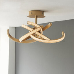 Semi Flush Multi Arm Ceiling Light Fitting - Satin Gold & Clear Acrylic Detail - thumbnail 4