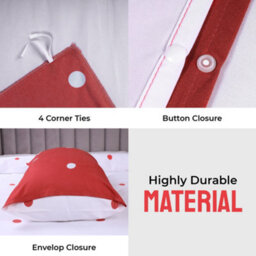 Ameha Printed Duvet Cover 3 Piece Set With Matching Pillowcase Red & White Dotted Design Double Size (200X200Cm) - thumbnail 6