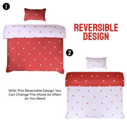 Ameha Printed Duvet Cover 3 Piece Set With Matching Pillowcase Red & White Dotted Design Double Size (200X200Cm) - thumbnail 3