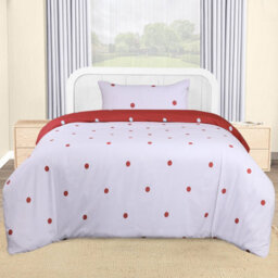 Ameha Printed Duvet Cover 3 Piece Set With Matching Pillowcase Red & White Dotted Design Double Size (200X200Cm) - thumbnail 2