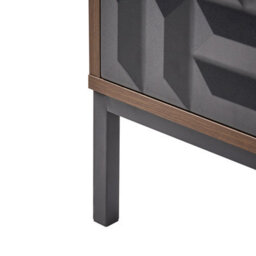 Wyld and Coco Heritagecraft Bedside Table, Dark Brown Mdf, Metal Legs, Geometric Drawer, Open Shelf - W50 X D40 X H60Cm - thumbnail 8