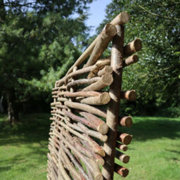 Woven Wood Top Bar Capped Hazel Hurdle Fence Panel Premium Weave - thumbnail 8