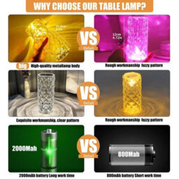 Crystal Touch Table Lamp Usb Rechargeable Night Light - thumbnail 2
