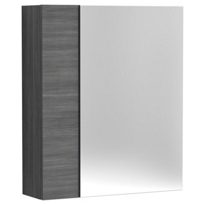 FNX Bathrooms Element Fitted Wall Hung 2 Door Mirror Unit 600mm Graphite Grey Woodgrain - image 1