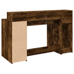 Berkfield Desk With Led Lights Smoked Oak 140X55X91 Cm Engineered Wood - thumbnail 8