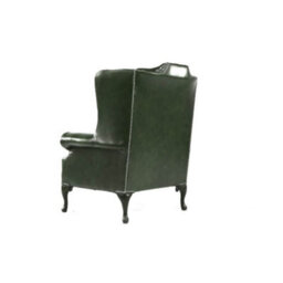 Chesterfield High Back Wing Chair Antique Green Real Leather Bespoke In Mallory Style - thumbnail 7