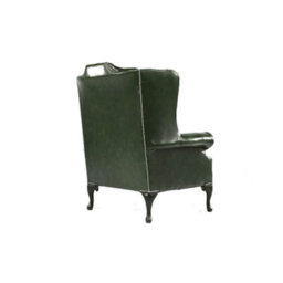 Chesterfield High Back Wing Chair Antique Green Real Leather Bespoke In Mallory Style - thumbnail 8