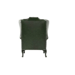 Chesterfield High Back Wing Chair Antique Green Real Leather Bespoke In Mallory Style - thumbnail 9