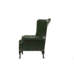 Chesterfield High Back Wing Chair Antique Green Real Leather Bespoke In Mallory Style - thumbnail 5