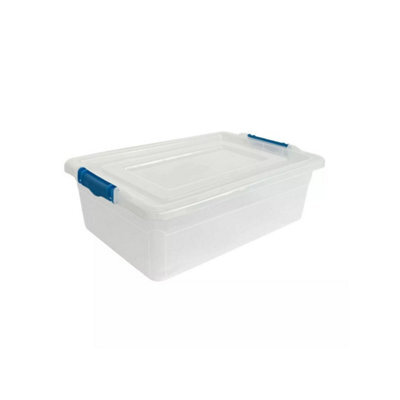 Set Of 10 Of 32L Clear Plastic Storage Boxes With Clip-On Lids Durable, Stackable And Ideal For Bulk Home Or Office Storage - image 1