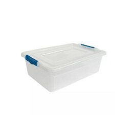 Set Of 10 Of 32L Clear Plastic Storage Boxes With Clip-On Lids Durable, Stackable And Ideal For Bulk Home Or Office Storage - thumbnail 1
