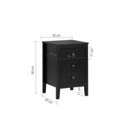 Birlea Emerson 3 Drawer Bedside Cabinet Chest Table Black - thumbnail 4