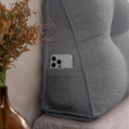 Living And Home Pearl Gray Bed Sofa Triangular Wedge-Shaped Teddy Velvet Headboard Pillow 180Cm X 20Cm X 50Cm - thumbnail 3