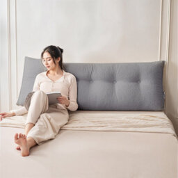 Living And Home Pearl Gray Bed Sofa Triangular Wedge-Shaped Teddy Velvet Headboard Pillow 180Cm X 20Cm X 50Cm - thumbnail 2