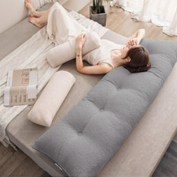 Living And Home Pearl Gray Bed Sofa Triangular Wedge-Shaped Teddy Velvet Headboard Pillow 180Cm X 20Cm X 50Cm - thumbnail 1