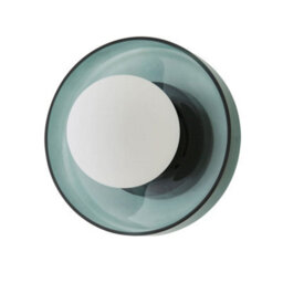 Valuelights Newbury Jade Green Glass Ip44 Flush Wall Light - thumbnail 2