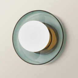 Valuelights Newbury Jade Green Glass Ip44 Flush Wall Light - thumbnail 6