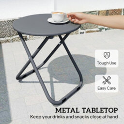 Outsunny Outdoor Bistro Set, Folding Table And Rattan Chairs For 2, Grey - thumbnail 7