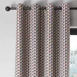 Fusion Prado Geometric Print Light Filtering Pair Of Grey Eyelet Curtains - thumbnail 3