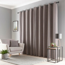 Fusion Prado Geometric Print Light Filtering Pair Of Grey Eyelet Curtains - thumbnail 2