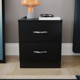 Lassic Vida Designs Riano Black 2 Drawer Bedside Chest (H)470mm (W)400mm (D)360mm - thumbnail 3