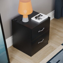 Lassic Vida Designs Riano Black 2 Drawer Bedside Chest (H)470mm (W)400mm (D)360mm - thumbnail 4