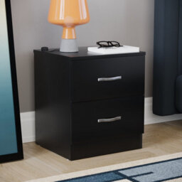 Lassic Vida Designs Riano Black 2 Drawer Bedside Chest (H)470mm (W)400mm (D)360mm - thumbnail 1