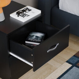 Lassic Vida Designs Riano Black 2 Drawer Bedside Chest (H)470mm (W)400mm (D)360mm - thumbnail 6