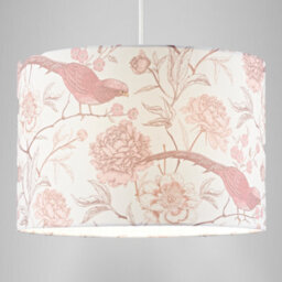 Happy Homewares Traditional Cotton Lamp Shade With Pink Long Tailed Birds And Floral Decor - thumbnail 2