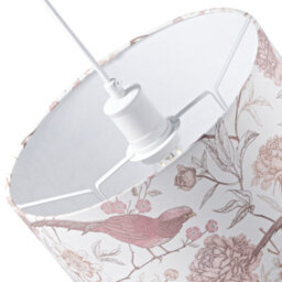 Happy Homewares Traditional Cotton Lamp Shade With Pink Long Tailed Birds And Floral Decor - thumbnail 5