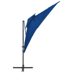 Berkfield Cantilever Umbrella With Double Top Azure Blue 250X250 Cm - thumbnail 3