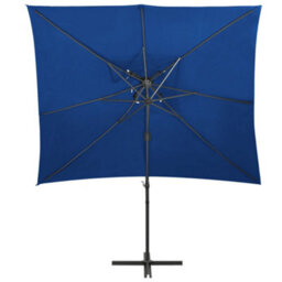 Berkfield Cantilever Umbrella With Double Top Azure Blue 250X250 Cm - thumbnail 2