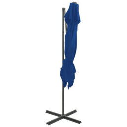 Berkfield Cantilever Umbrella With Double Top Azure Blue 250X250 Cm - thumbnail 4
