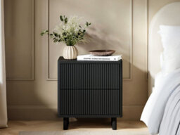 Solace+Co Velmor 2 Drawer Ribbed Bedside Tables, Set Of 2, Black - thumbnail 3