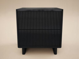Solace+Co Velmor 2 Drawer Ribbed Bedside Tables, Set Of 2, Black - thumbnail 5