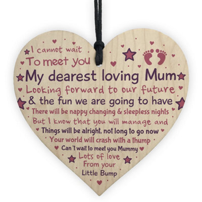 Red Ocean Mummy Mum To Be Pregnancy Congratulations Gift From Bump Baby Shower Gift Wooden Heart - image 1