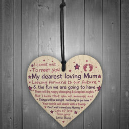 Red Ocean Mummy Mum To Be Pregnancy Congratulations Gift From Bump Baby Shower Gift Wooden Heart - thumbnail 2