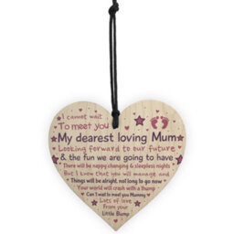 Red Ocean Mummy Mum To Be Pregnancy Congratulations Gift From Bump Baby Shower Gift Wooden Heart - thumbnail 5