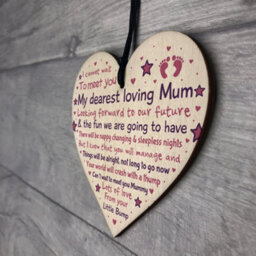 Red Ocean Mummy Mum To Be Pregnancy Congratulations Gift From Bump Baby Shower Gift Wooden Heart - thumbnail 7