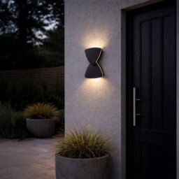 Eglo Pedersano Outdoor Led Wall Light, Tri Colour Cct (3000K/4000K/6500K), Ip44 Weatherproof, Black Structured Aluminium & Plastic