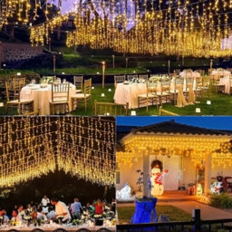 Living And Home 800 Warm Yellow Led Solar Powered Icicle Light String With Remote Control, Multi Functional Timer Outdoor String Light ,20M - thumbnail 4