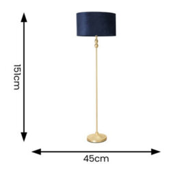Valuelights Maggie Gold Candlestick Floor Lamp With Navy Blue Velvet Lamp Shade - thumbnail 6