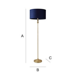 Valuelights Maggie Gold Candlestick Floor Lamp With Navy Blue Velvet Lamp Shade - thumbnail 8