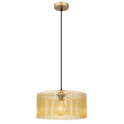 Luminosa Lighting Luminosa Leeds Cylindrical Pendant Ceiling Light Gold Colours Antique 1X E27 - image 1