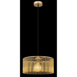 Luminosa Lighting Luminosa Leeds Cylindrical Pendant Ceiling Light Gold Colours Antique 1X E27 - thumbnail 4