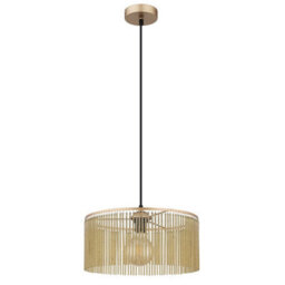 Luminosa Lighting Luminosa Leeds Cylindrical Pendant Ceiling Light Gold Colours Antique 1X E27 - thumbnail 2